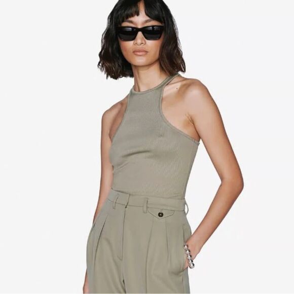 Anine Bing Morgan Tank in Green Khaki Size M - Picture 1 of 8